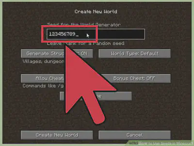 Image from Wikihow: https://www.wikihow.com/Use-Seeds-in-Minecraft