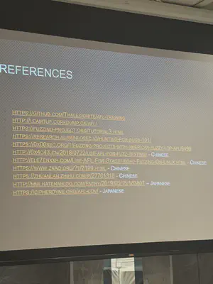 From the fuzzing talk, I took a picture for my reference.